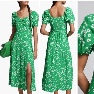 & Other Stories Flowy Puff Sleeve Midi Dress